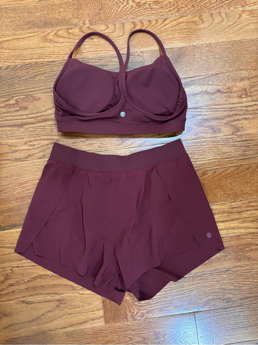 CRZ YOGA Burgundy Strappy Sports Bra and Short Set - Picture 2 of 2